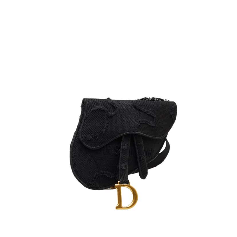 Dior Embroidered Canvas Camouflage Saddle Belt Bag Black Canvas Very good condition - Back View
