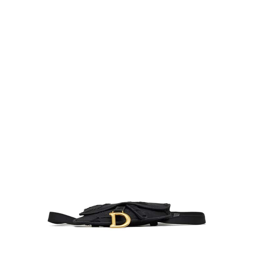 Dior Embroidered Canvas Camouflage Saddle Belt Bag Black Canvas Very good condition - Model View