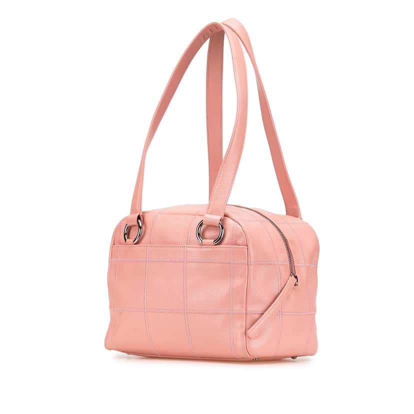 Chanel Small Choco Bar Caviar Shoulder Bag Pink Leather Good condition - Back View