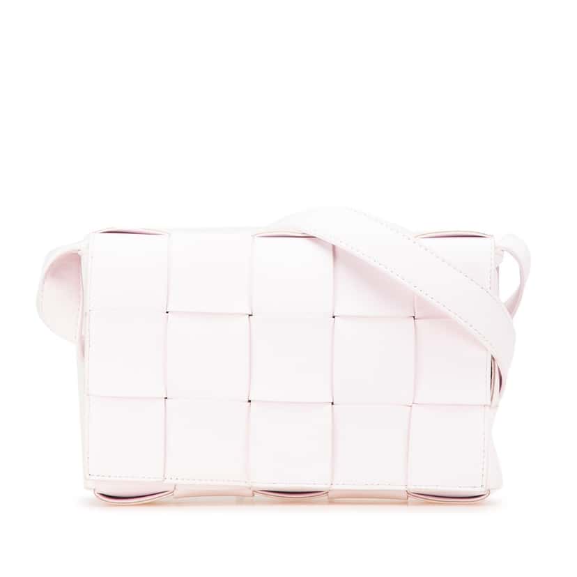 Bottega Veneta Nappa Intrecciato Cassette Crossbody Pink Leather Very good condition - Front View