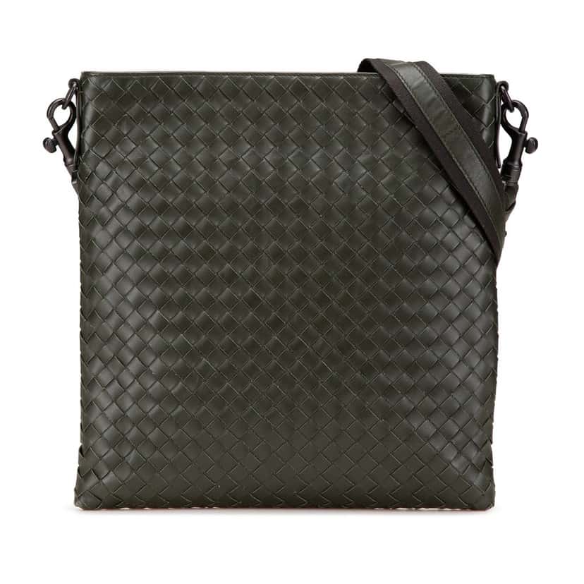 Bottega Veneta Leather Intrecciato Crossbody Green Leather Good condition - Front View