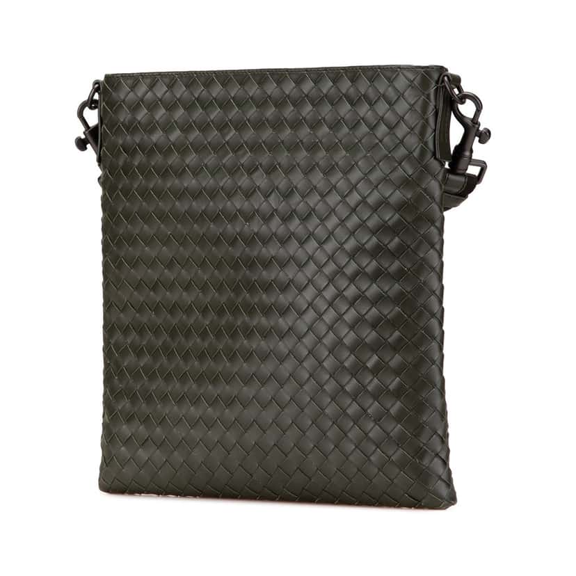 Bottega Veneta Leather Intrecciato Crossbody Green Leather Good condition - Back View