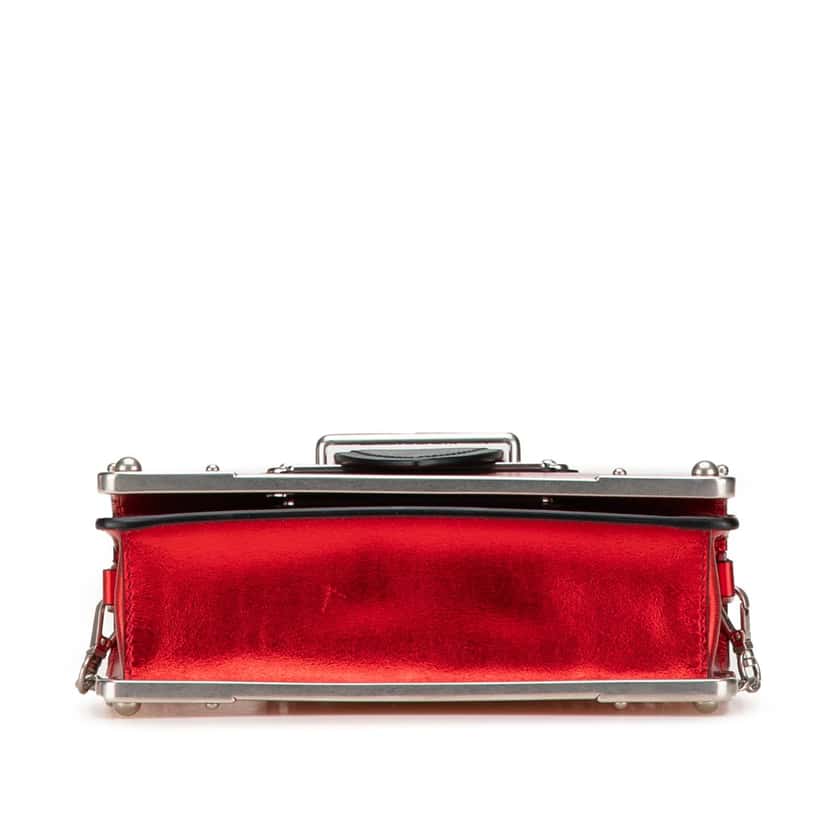 Prada Saffiano Trimmed City Calf Cahier Crossbody Red Leather Good condition - Inside View