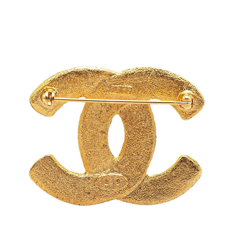 Chanel Gold Plated CC Brooch Gold Metal Good condition - Back View