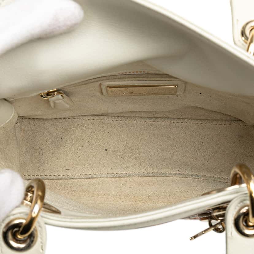 Dior Niki De Saint Phalle Mini Calfskin Dioramour Lady Dior White Leather Good condition - Model View