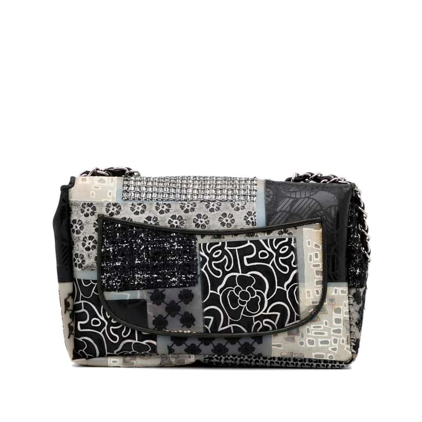 Chanel Jumbo PVC and Tweed Patchwork Single Flap White Fair condition - Inside View