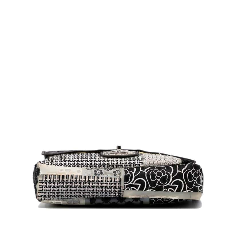 Chanel Jumbo PVC and Tweed Patchwork Single Flap White Fair condition - Box View