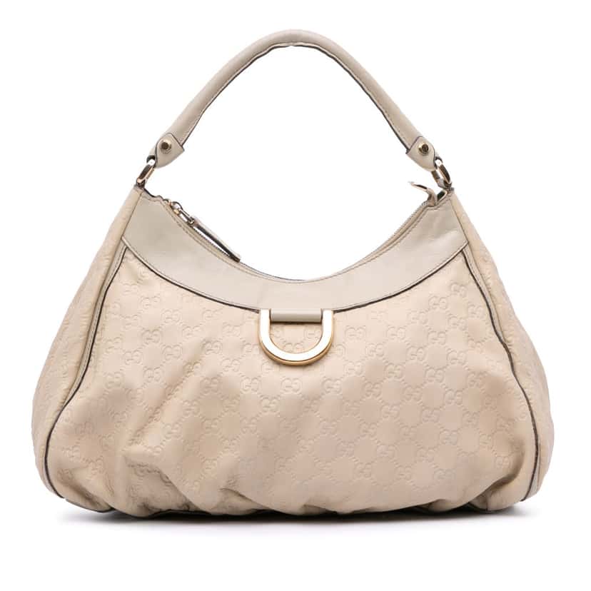 Gucci Guccissima Abbey D Ring Shoulder Bag White Leather Good condition - Front View