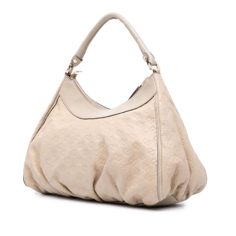 Gucci Guccissima Abbey D Ring Shoulder Bag White Leather Good condition - Back View
