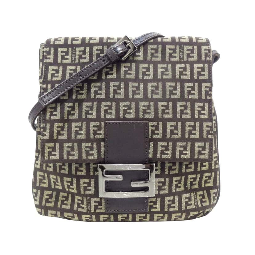 Fendi Zucchino Crossbody Brown Canvas Good condition - Front View