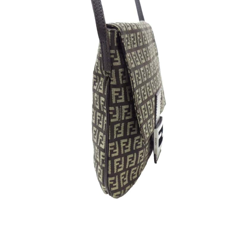 Fendi Zucchino Crossbody Brown Canvas Good condition - Back View