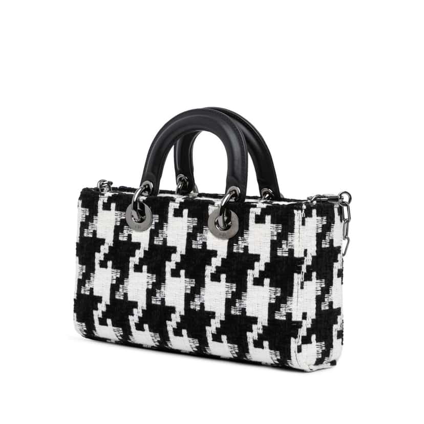 Dior Medium Canvas Macro Houndstooth Lady D Joy Black Canvas Good condition - Back View