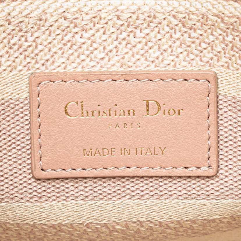 Dior Medium Canvas Houndstooth Embroidered Lady D Lite Pink Canvas Good condition - Model View