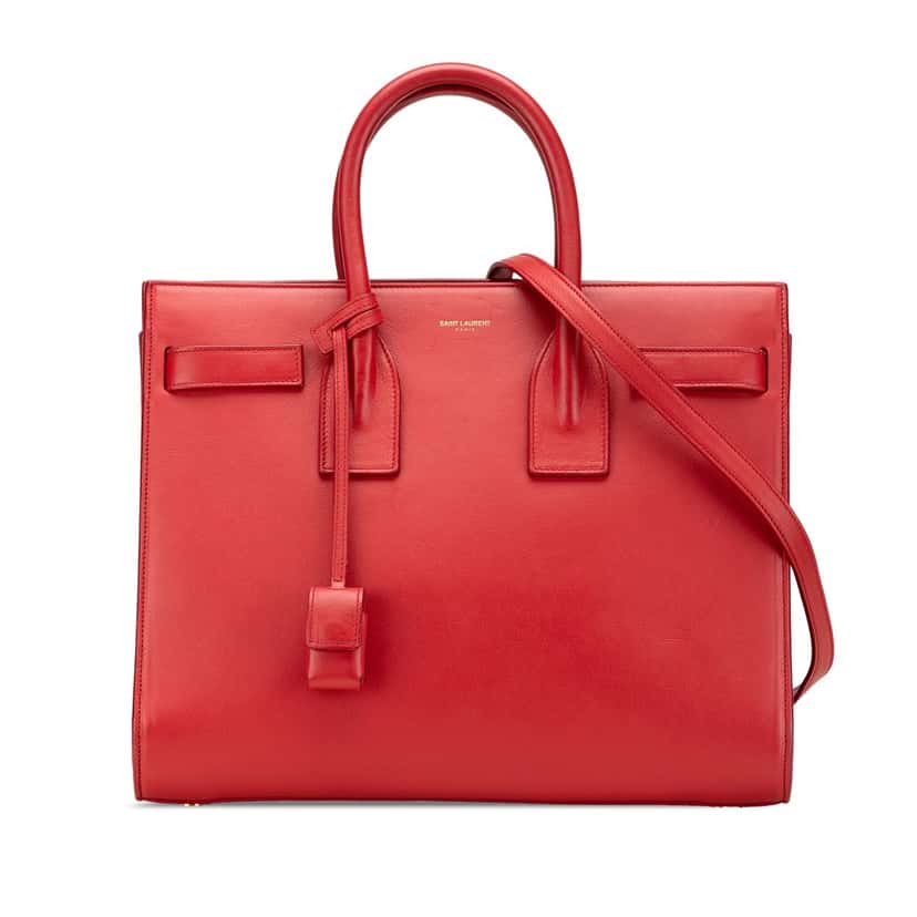 Saint Laurent Small Leather Sac De Jour Satchel Red Leather Good condition - Front View