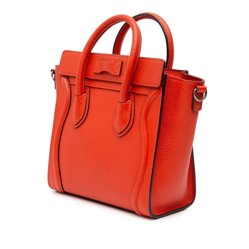 Celine Nano Leather Luggage Tote Orange Leather Good condition - Back View