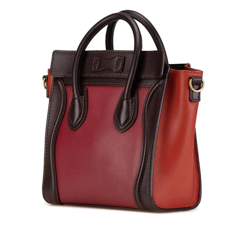 Celine Nano Tricolor Leather Luggage Tote Red Leather Good condition - Back View