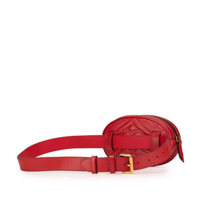 Gucci GG Marmont Matelasse Leather Belt Bag Red Leather Good condition - Back View