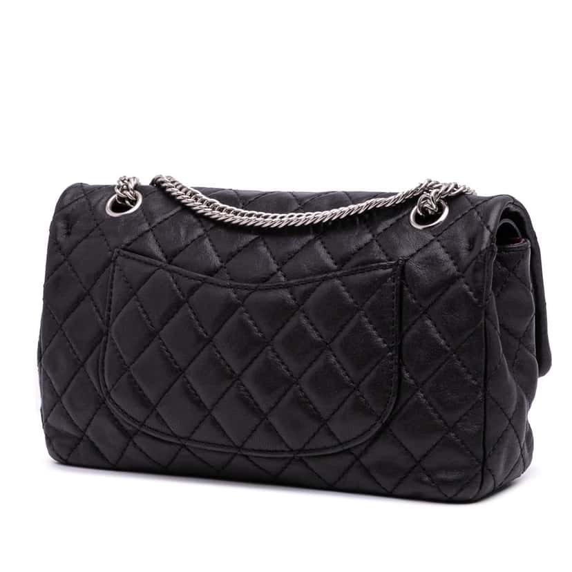 Chanel Medium Classic Washed Lambskin Bijoux Chain Double Flap Black Leather Good condition - Back View