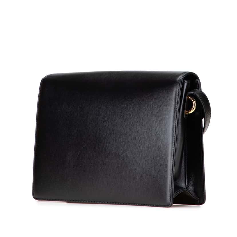 Gucci Medium Textured Calfskin GG Torchon Ring Crossbody Black Leather Good condition - Back View