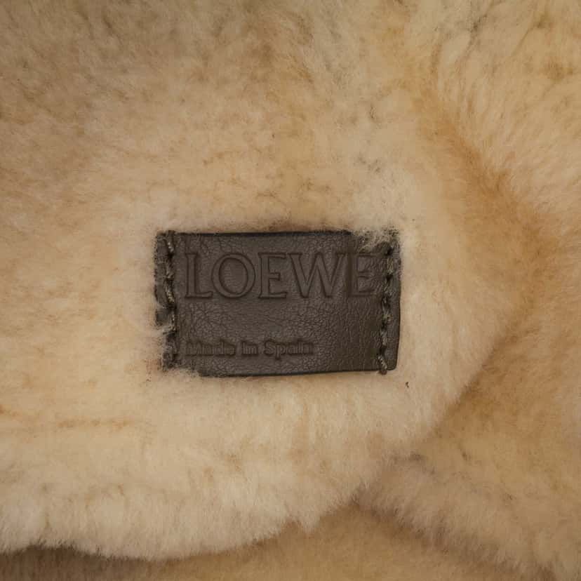 Loewe Suede and Shearling Flamenco Knot Tote Brown Leather Good condition - Box View