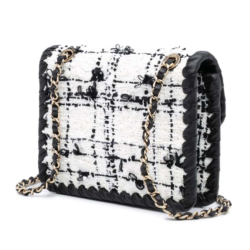 Chanel Mini Tweed My Own Frame Flap White Tweed Good condition - Back View