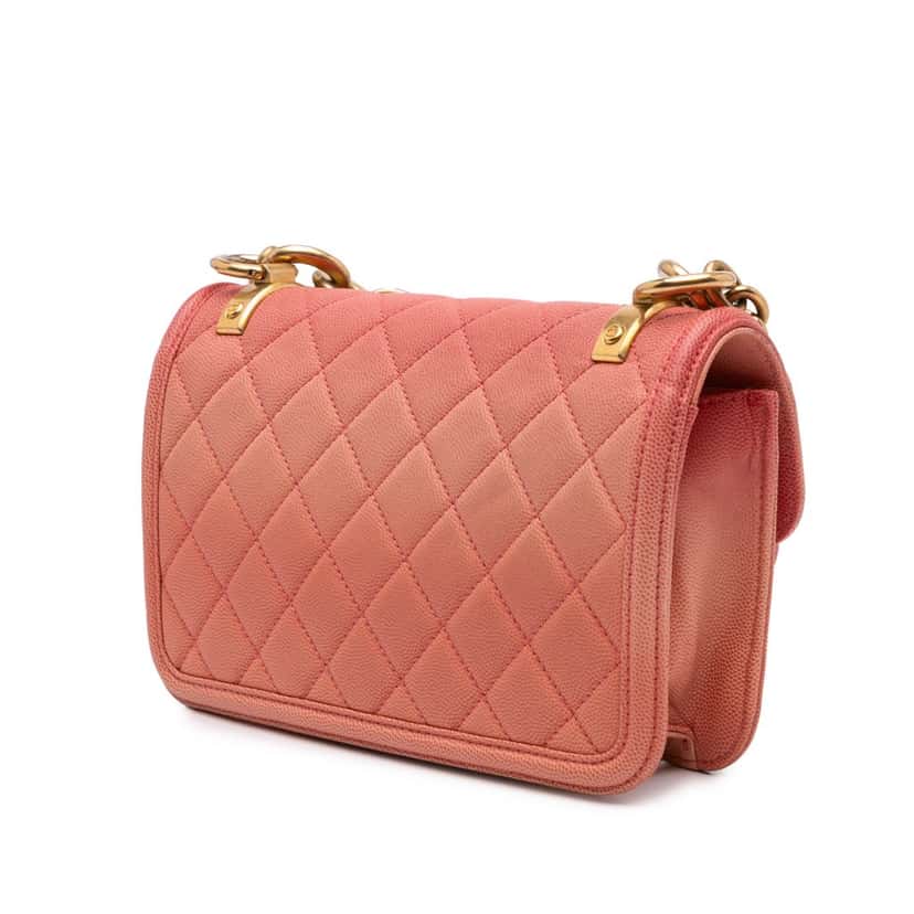 Chanel Small Quilted Caviar Sunset On The Sea Flap Pink Leather Good condition - Back View