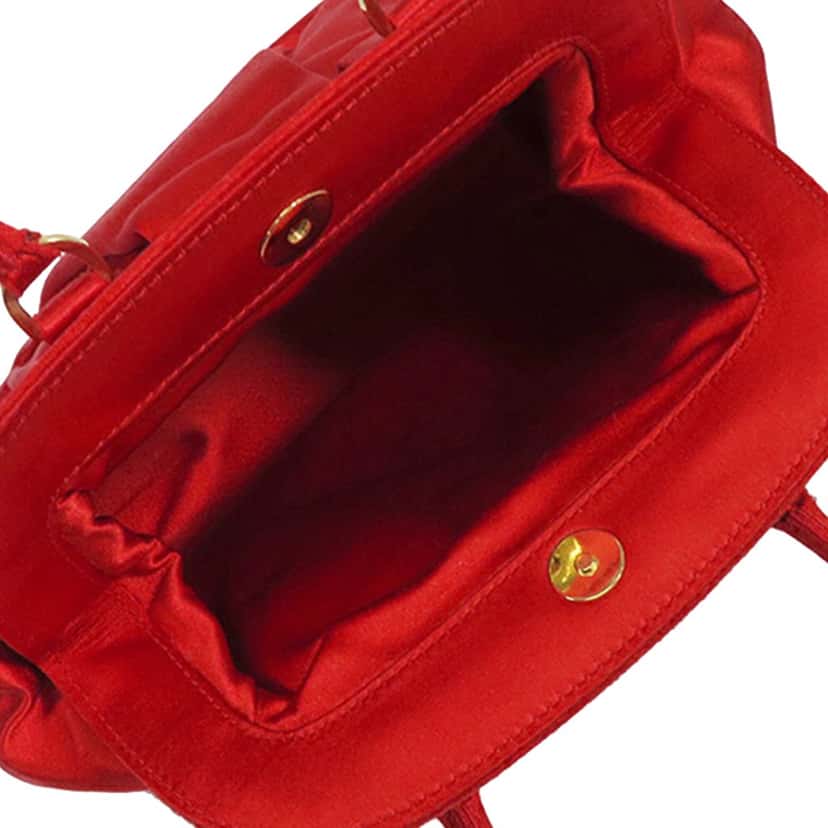 Prada Satin Frame Handbag Red Satin Good condition - Model View