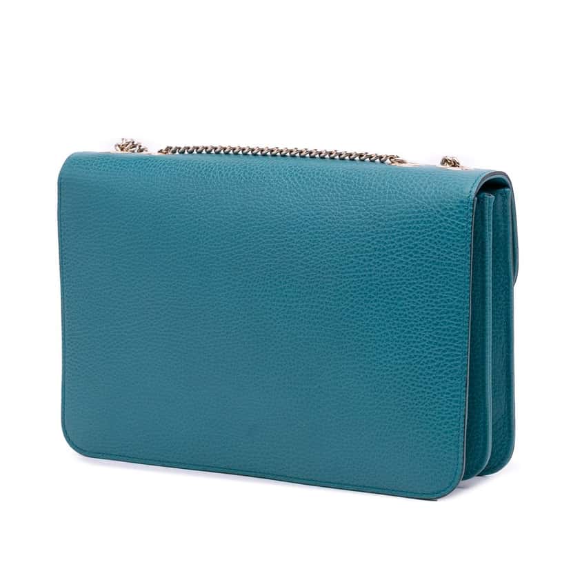 Gucci Medium Dollar Calfskin Interlocking G Crossbody Blue Leather Good condition - Back View