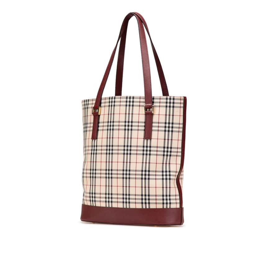 Burberry House Check Canvas Tote Brown Canvas Good condition - Back View