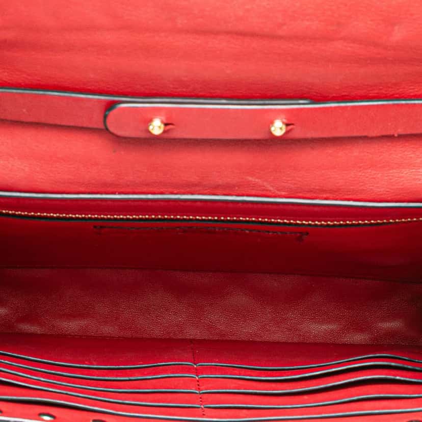 Valentino Leather Rockstud Spike Wallet on Chain Red Leather Good condition - Model View
