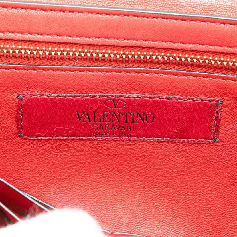 Valentino Leather Rockstud Spike Wallet on Chain Red Leather Good condition - Box View