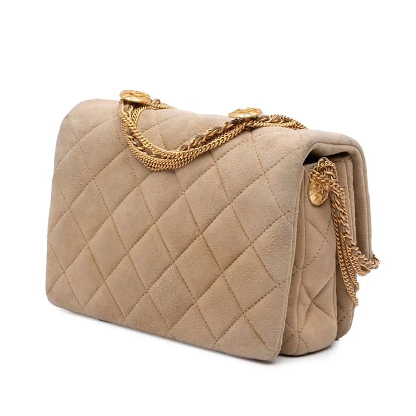 Chanel Mini Quilted Velvet Precious Buttons Chain Flap Brown Velvet Good condition - Back View