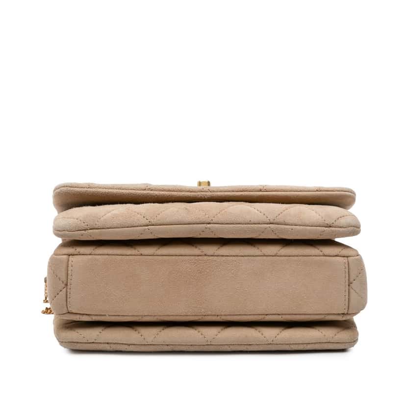 Chanel Mini Quilted Velvet Precious Buttons Chain Flap Brown Velvet Good condition - Inside View
