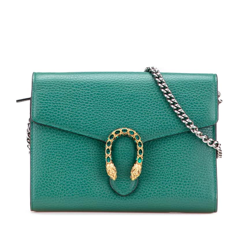 Gucci Mini Leather Dionysus Wallet on Chain Green Leather Good condition - Front View