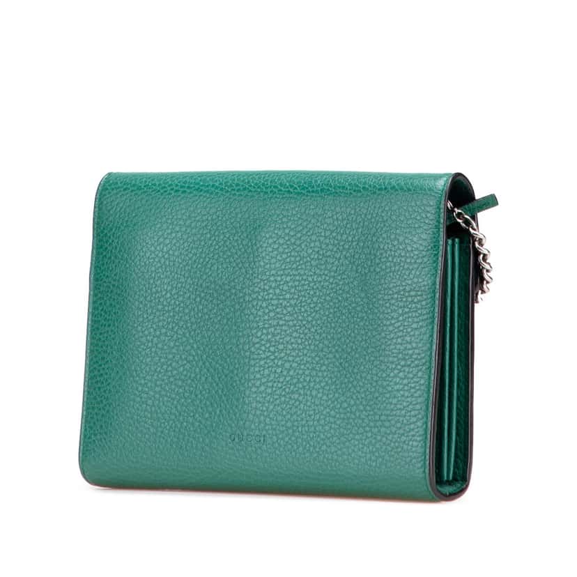 Gucci Mini Leather Dionysus Wallet on Chain Green Leather Good condition - Back View