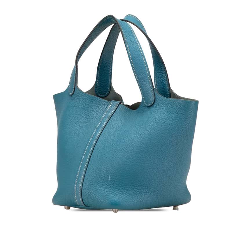 Hermès Clemence Picotin Lock 18 Blue Leather Good condition - Back View