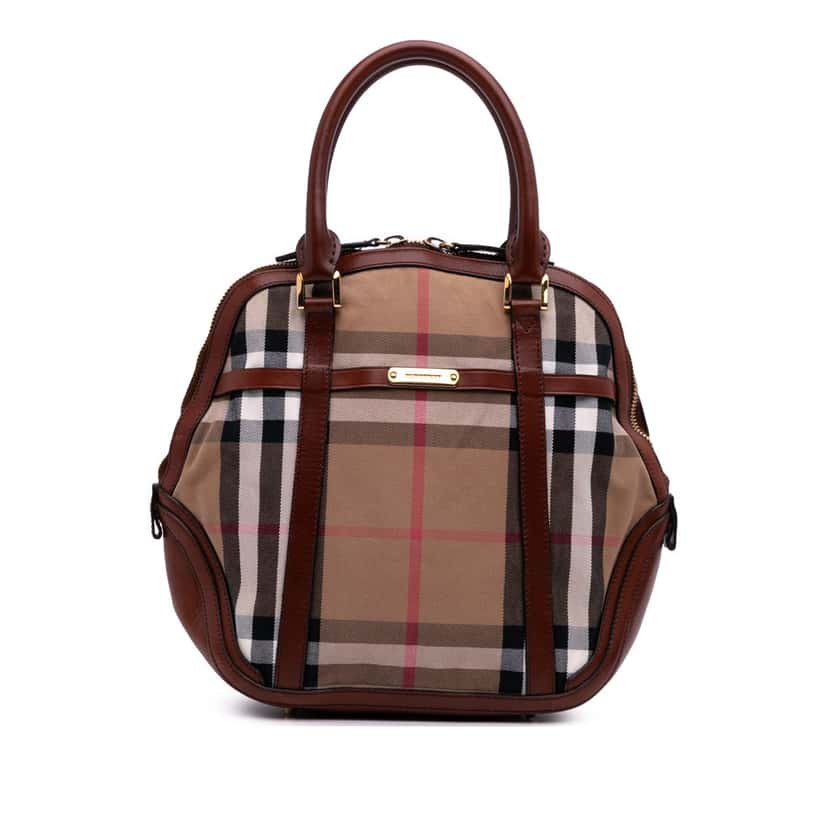 Burberry Medium House Check Canvas Bridle Orchard Handbag Brown Canvas Good condition - Front View