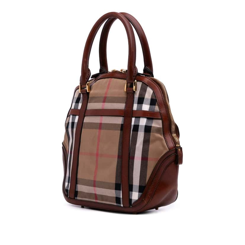 Burberry Medium House Check Canvas Bridle Orchard Handbag Brown Canvas Good condition - Back View