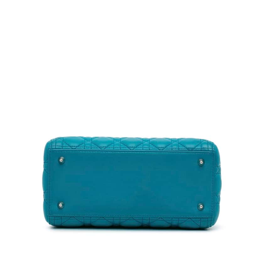 Dior Medium Lambskin Cannage Lady Dior Blue Leather Good condition - Box View