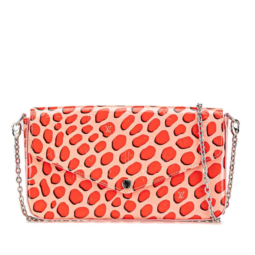 Louis Vuitton Monogram Vernis Jungle Dots Pochette Felicie Pink Leather Good condition - Front View