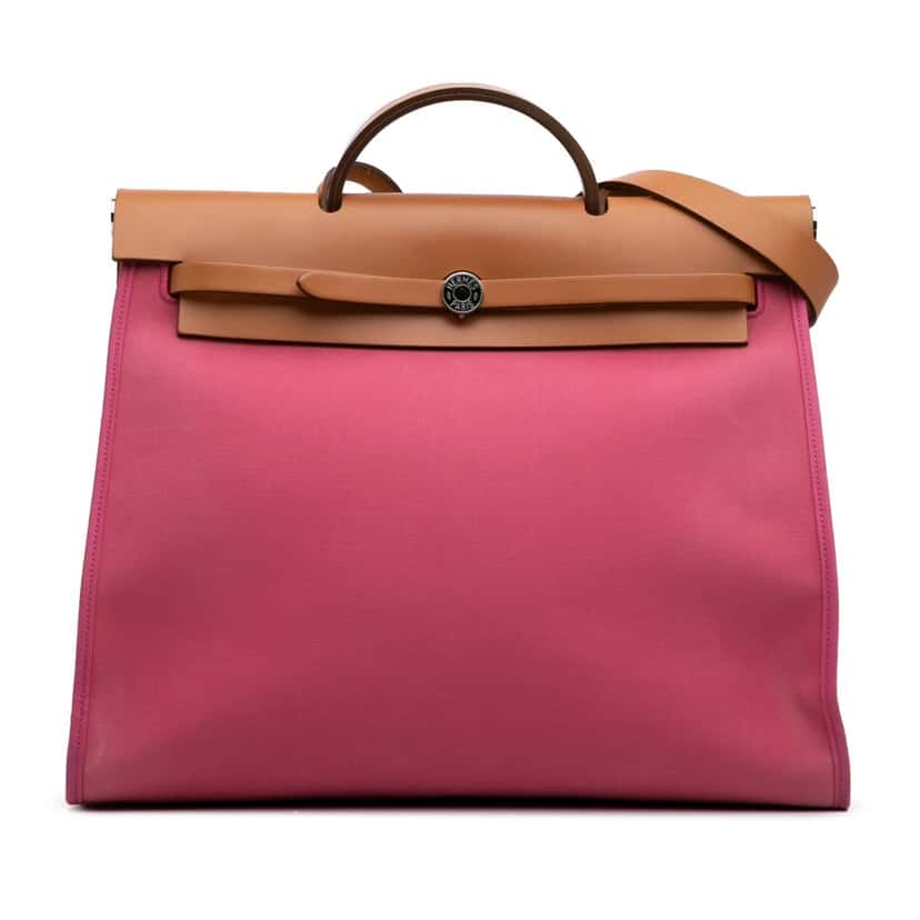 Hermès Toile Herbag Zip 39 Pink Canvas Good condition - Front View