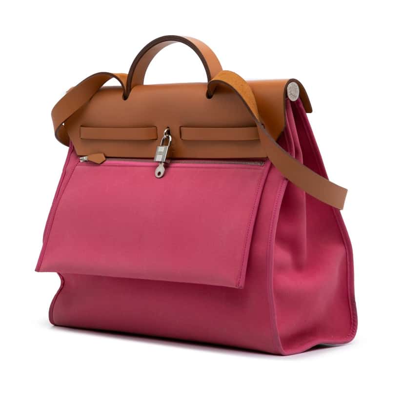 Hermès Toile Herbag Zip 39 Pink Canvas Good condition - Back View