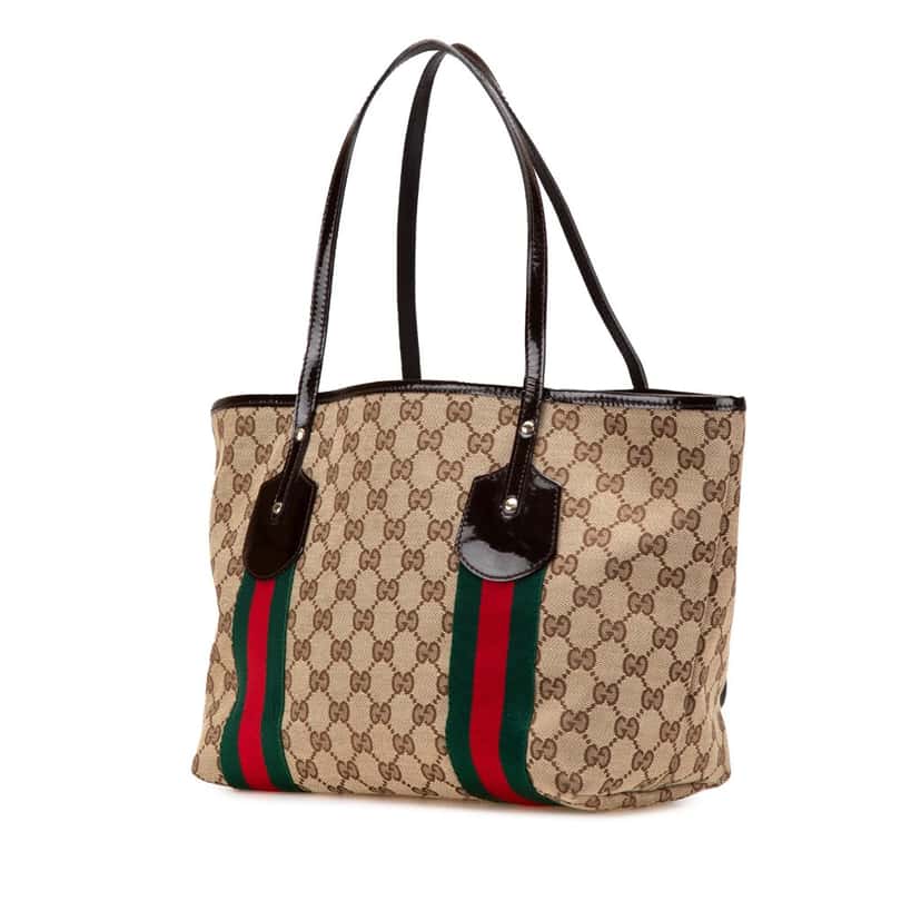Gucci GG Canvas Web Jolie Tote Brown Canvas Good condition - Back View