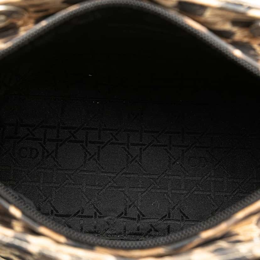 Dior Medium Canvas Cannage Leopard Print Lady Dior Brown Canvas Good condition - Model View