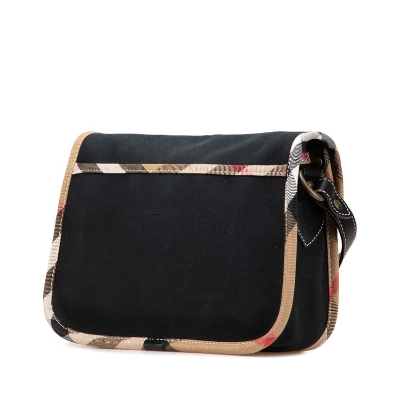 Burberry Nova Check Trimmed Canvas Crossbody Black Canvas Good condition - Back View