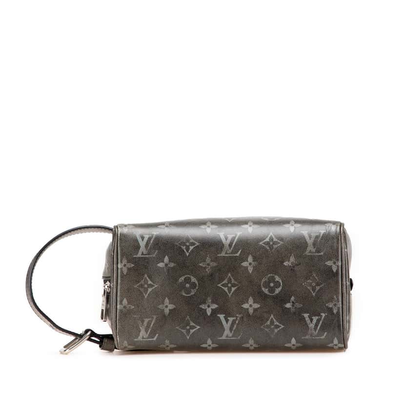 Louis Vuitton Brushed Monogram Leather Locker Dopp Kit Clutch Black Leather Good condition - Inside View