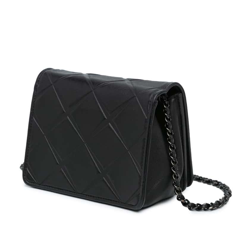 Chanel Mini Calfskin Propeller Flap Black Leather Very good condition - Back View