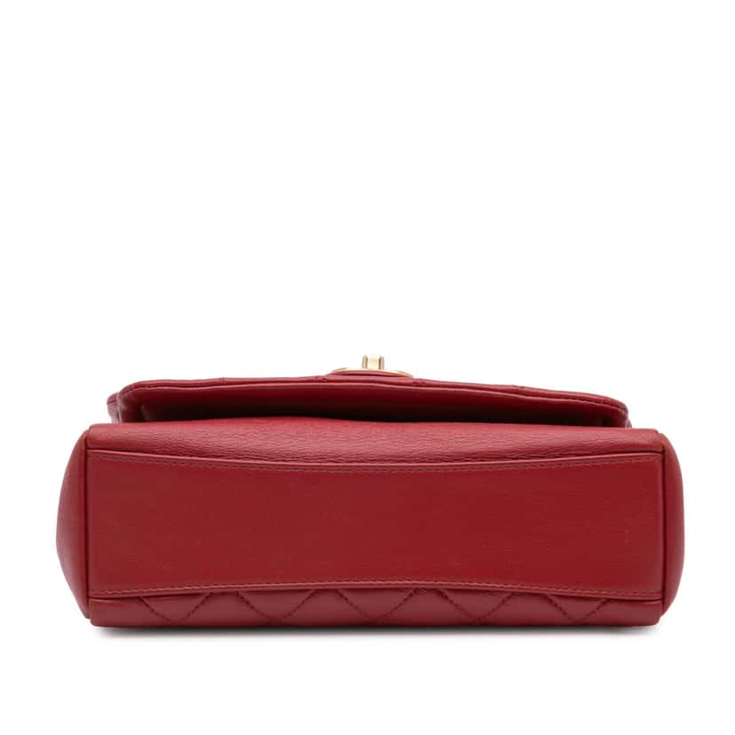 Chanel Small Quilted Lambskin Chain Link Flap Red Leather Good condition - Inside View