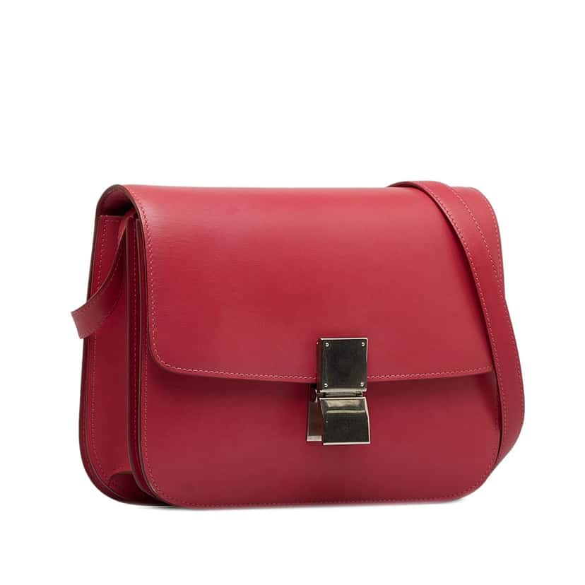 Celine Medium Calfskin Classic Box Pink Leather Very good condition - Back View