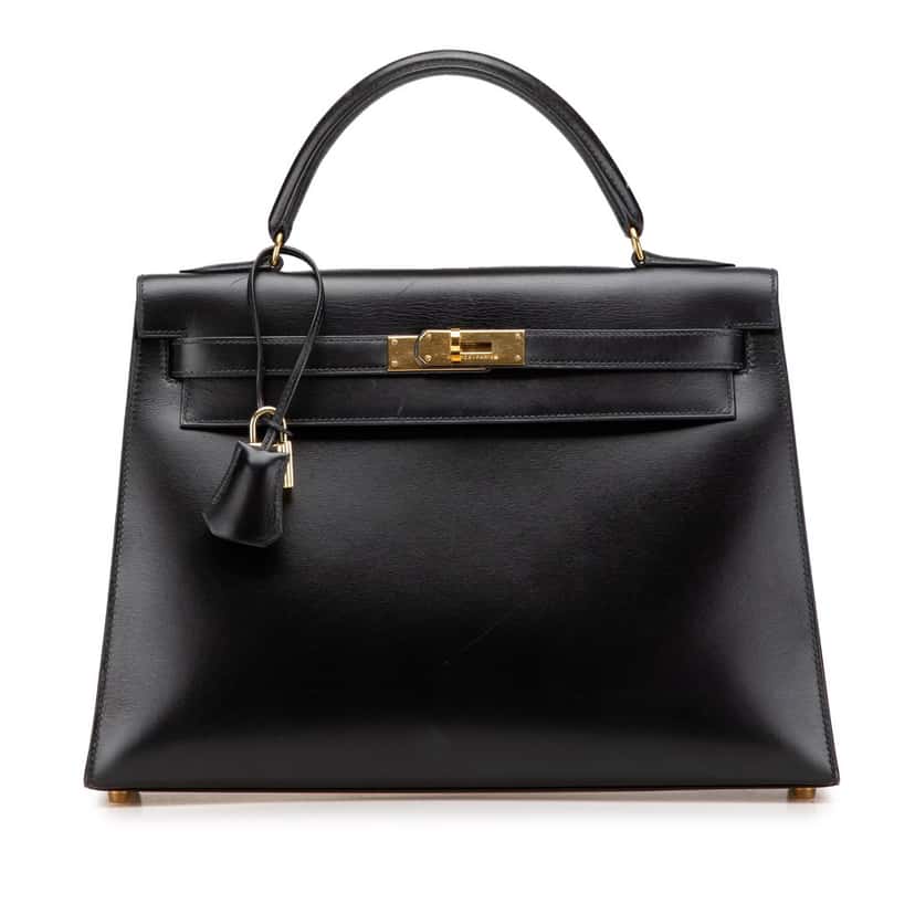 Hermès Box Calf Kelly Sellier 32 Black Leather Good condition - Front View